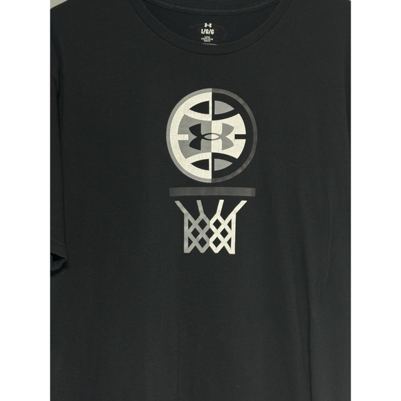 Under Armour Hoops Icon Basketball T-Shirt Black‎ Men's Large Cotton Blend - Picture 2 of 6